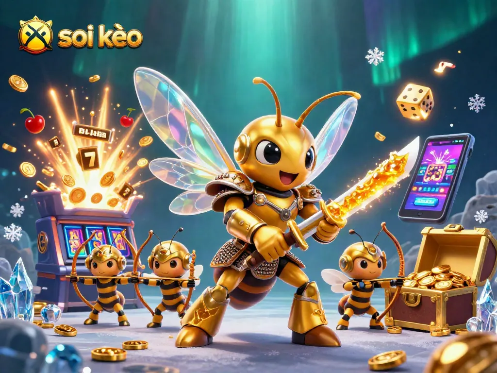 Soi kèo offers an exciting sports betting scene with a dynamic hornet warrior and energetic gameplay elements.