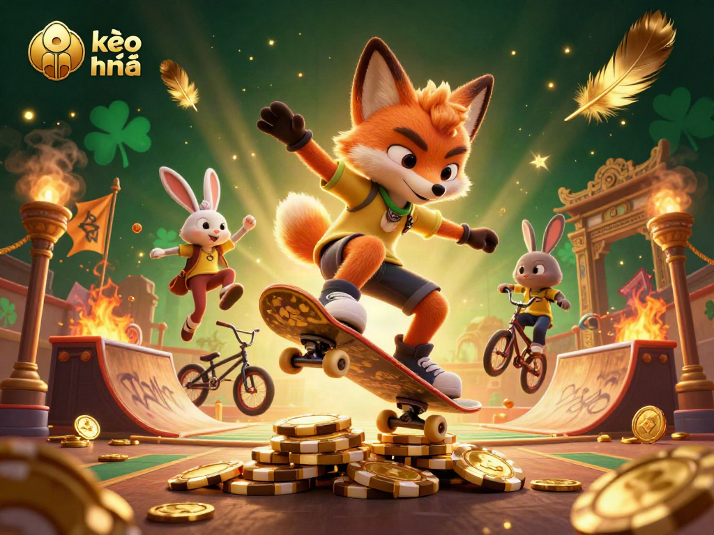 Engaging scene showcasing kèo nhà cái with animated characters in a vibrant sports betting arena.