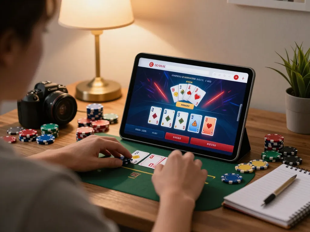 Engaging poker gameplay on a tablet featuring XX 88 in a stylish home gambling setting