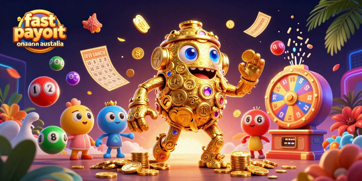 Experience winning games at a fast payout casino online in Australia with vibrant lottery and casino elements.
