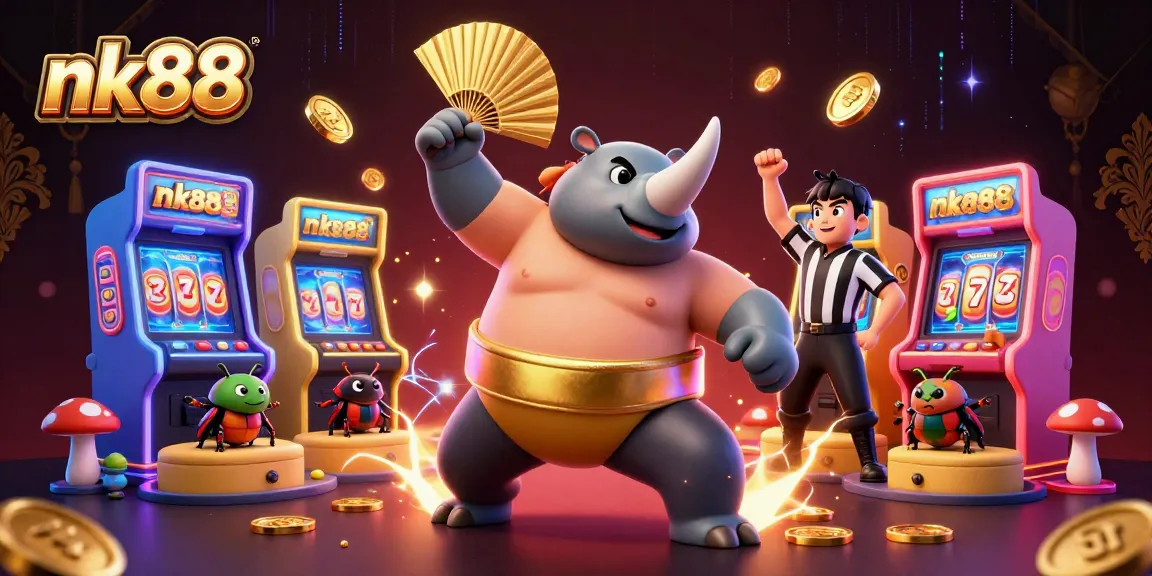 Engage with thrilling nk88 casino games featuring a dynamic showdown between characters in a colorful, action-packed illustration.